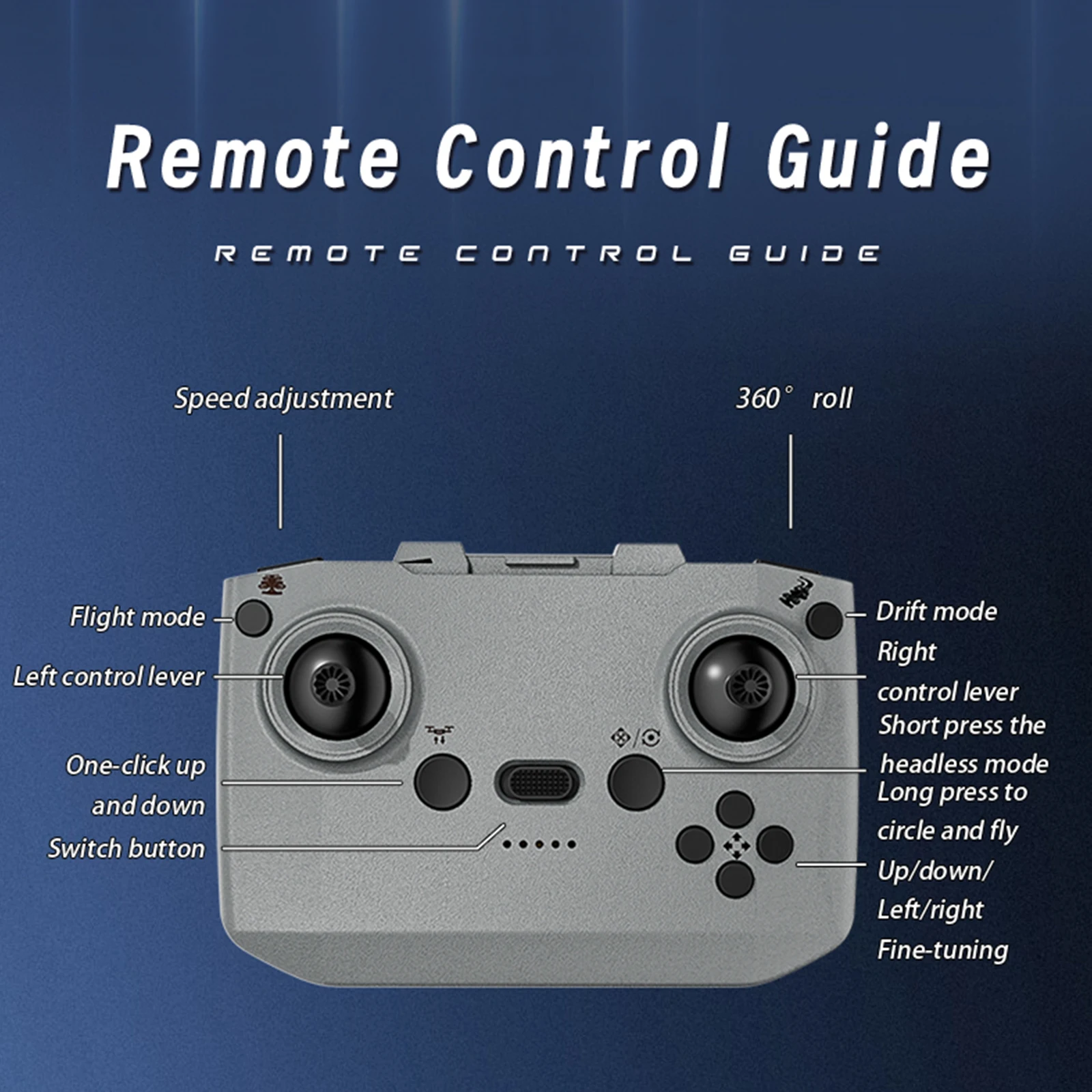 طائرة رباعية الدوار للتحكم عن بعد 2 في 1 (برية وجو) ومركبة انجراف بوضع بدون رأس وقلب 360 درجة (أبيض)