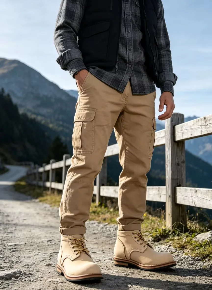 Men's Vegetable-tanned leather Work Boots  Motorcycle Outdoor Work Daily Wear Vintage Thick Sole Western Casual Ankle Boots V600