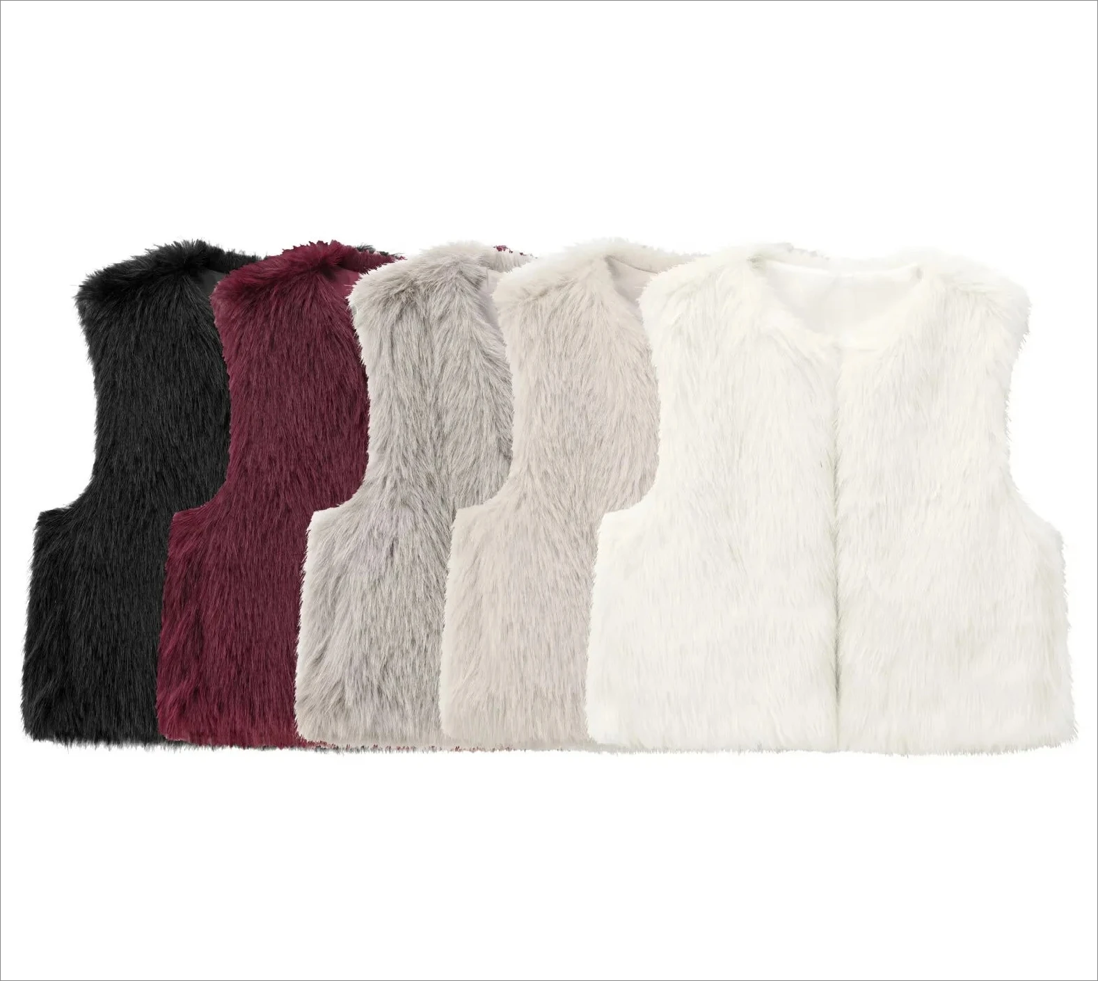 2025 outono novas roupas femininas efeito de pele artificial sem mangas em torno do pescoço curto colete topo