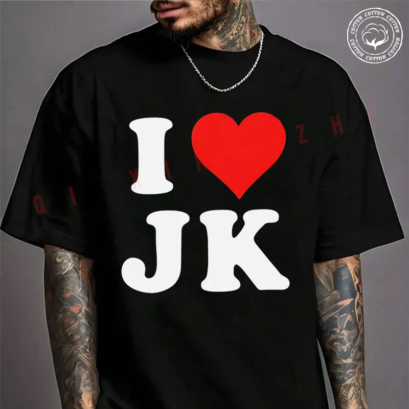 

2026 Men T Shirt Casual Motorcycle I Love Jk Initials I Heart JK First Last Name J K T-shirt Graphic Cotton Motorbike Biker Tee