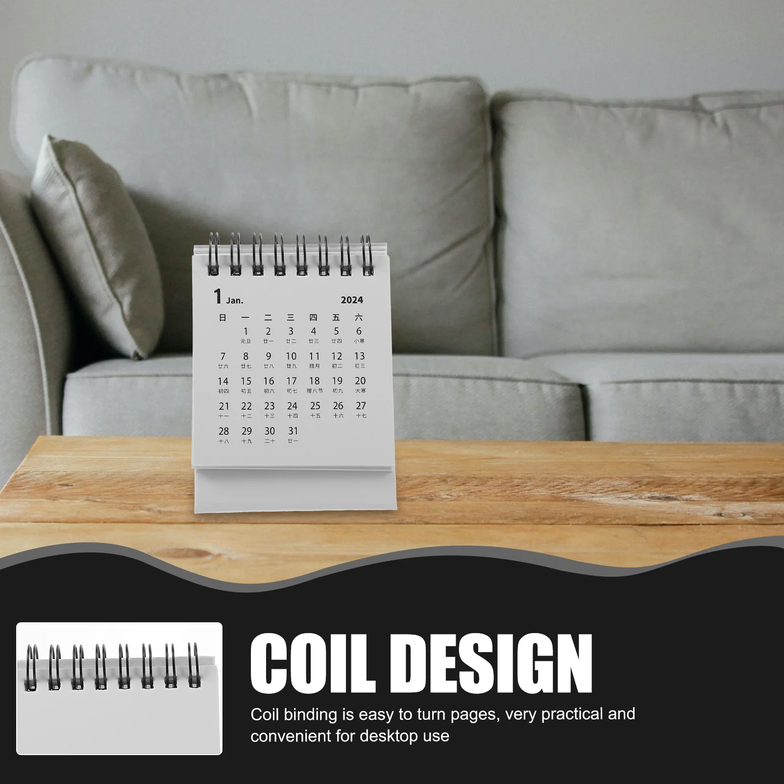 1 PCS 2024 Mini Desk Calendar White Planner 2023 Dec 2024 Compact Personalized Motivational Mini Diary for Desk