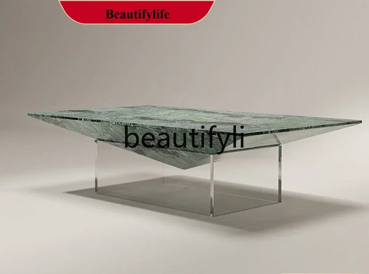 

Italian Bulgari marble suspended coffee table living room home acrylic modern simple long coffee table G1218