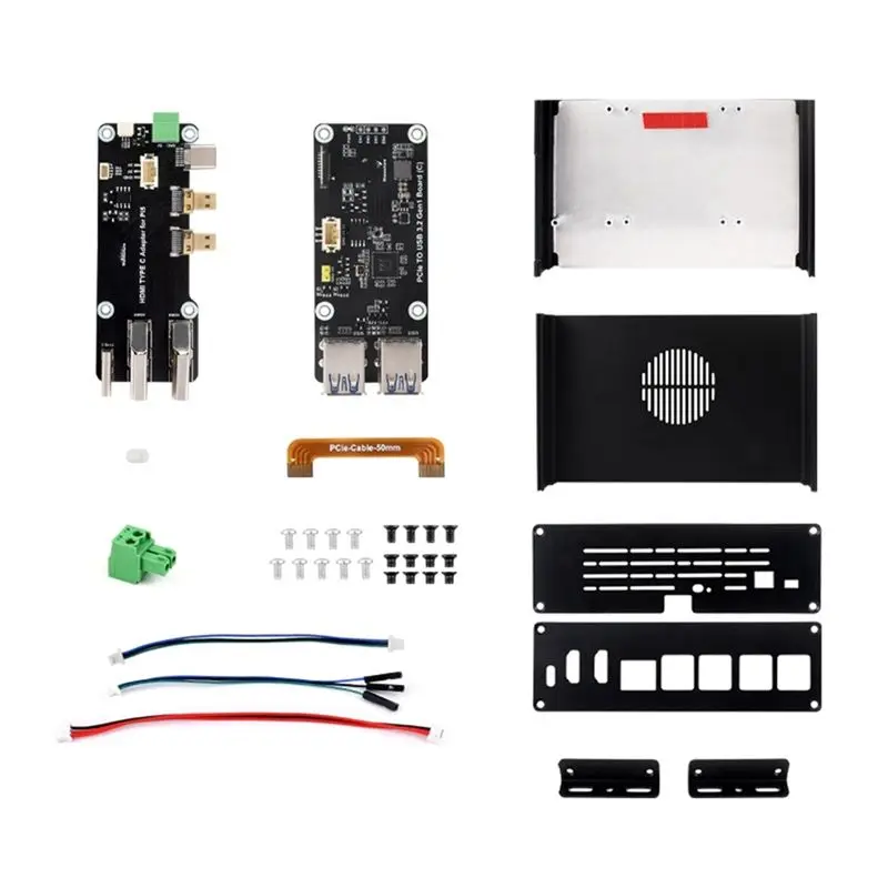 N91R-Multi-Functional All-In-One Mini-Computer Kit Designed For Raspberry Pi 5, Aluminum Alloy Case For Pcie Adapter