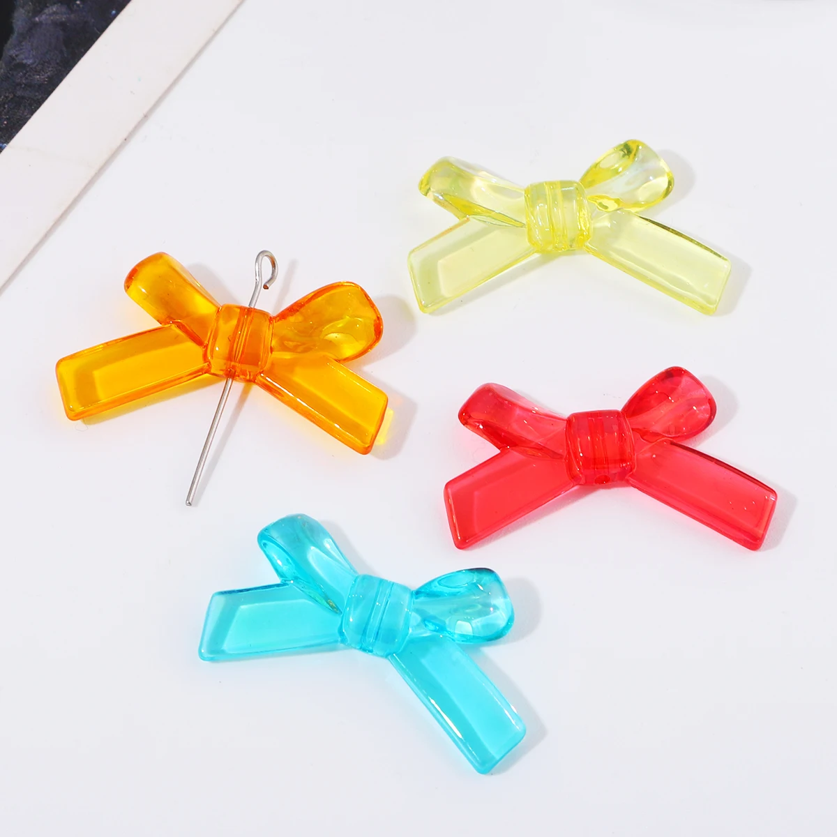 4Pcs/Bag 34X20mm Multi-colors Acrylic Bowknot Bow Tie Beads  for DIY Jewelry Making Women Earrings Keychains Bracelets Accessory