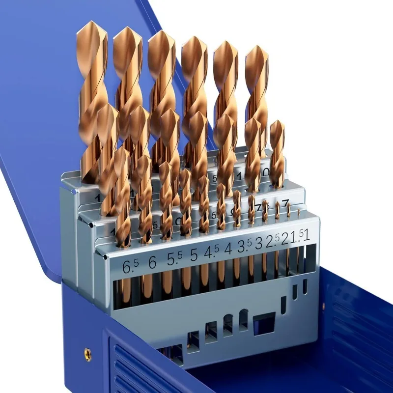 

Metric 25Pcs M35 Cobalt Drill Bit Set, 1.0mm-13.0mm HSS Cobalt Jobber Drill Bits for Hardened Metals, Stainless Steel, Cast Iron