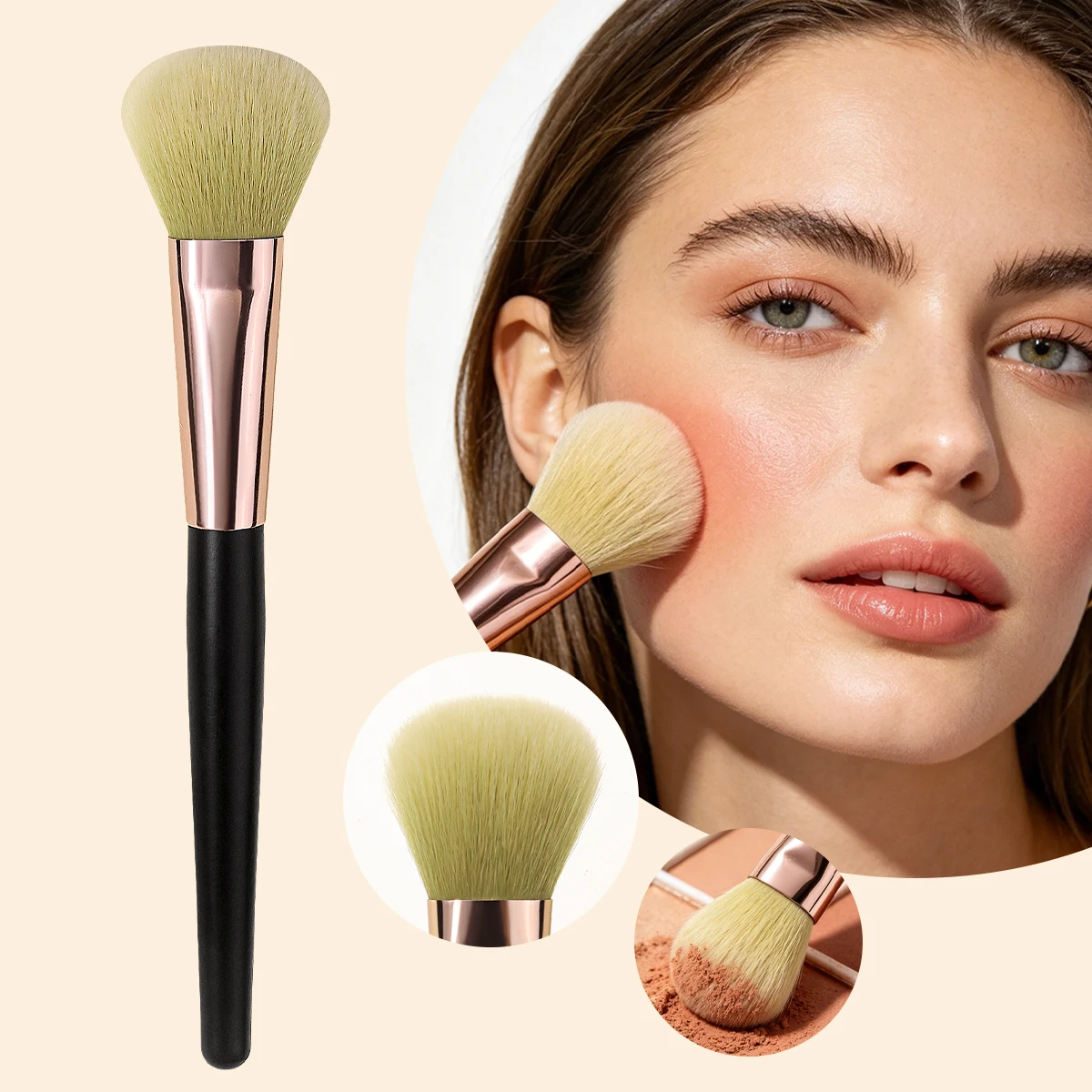 1Pc Soft Blush Brush Multipurpose Face Cosmetic Brush For Blush Highlighter Contour Powder Travel Makeup Tool