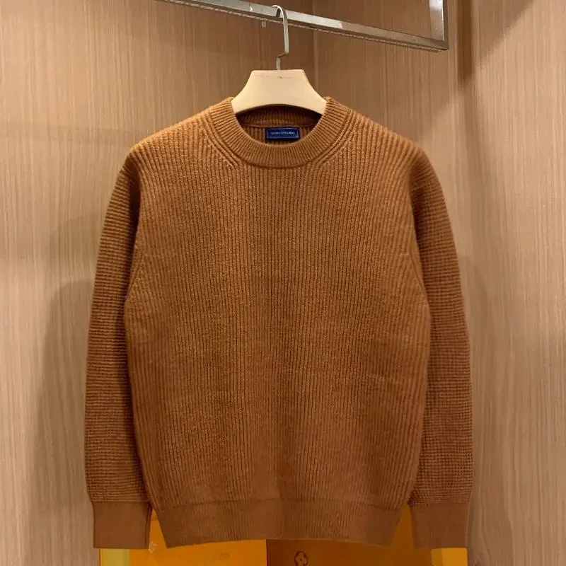 Soft Warm Autumn Winter Sweater O-Neck Solid Casual Men Knitting Pullover Warm Comfortable Dropped Shoulder Sleeves Sweaters
