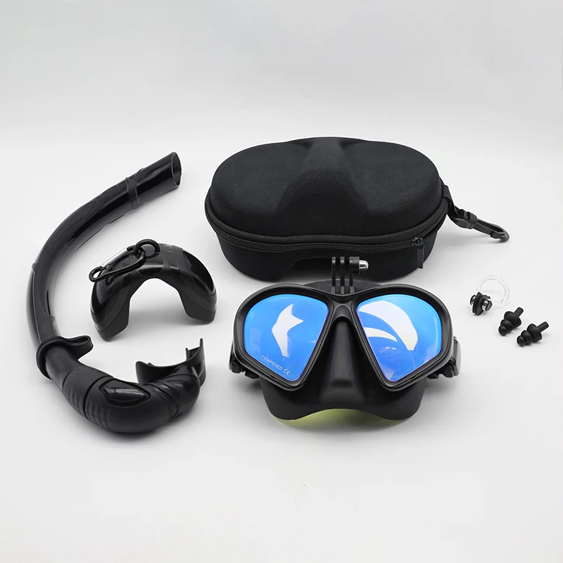 Low Capacity Wet J-Type Breathing Tube Tempered Glass Free Diving Mask Snorkeling Set Camera Mount buceo 스노클링 프리다이빙 스노클링 마스크