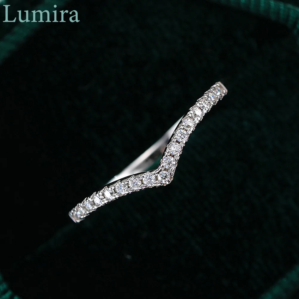 

Lumira V-образное однорядное платиновое кольцо PT950, женский кластерный комплект, Корона, кольцо-пасьянс с муассанитом, подарки подруге