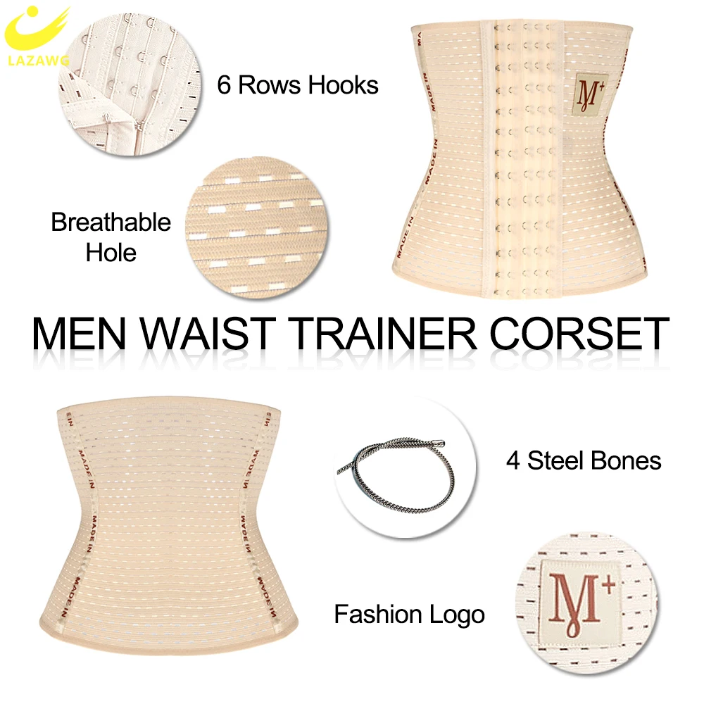 LAZAWG Waist Trainer for Men Weight Loss Band Waist Cincher Trimmer Belly Belt Slimming Girdle Corset Gym Strap Wrap Body Shaper