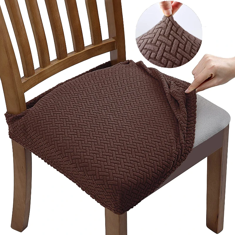 New Durable Jacquard Chair Seat Covers Removable Washable Anti-Dust Stretch Spandex Dining Room Upholstered Chair Cushion Slipco