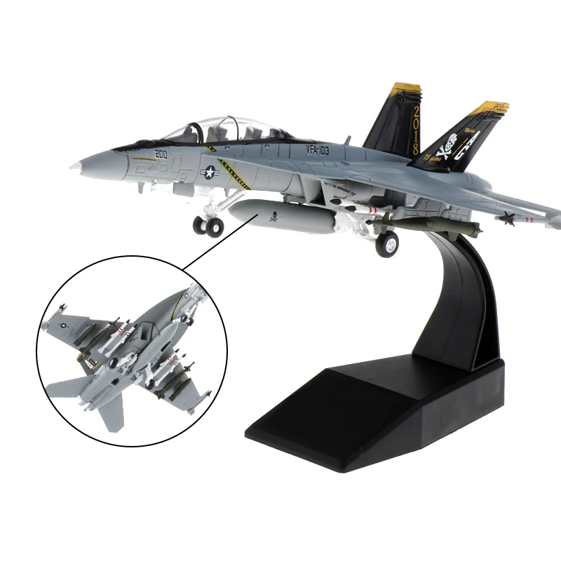 Escala f/refletor de 1/100 modelo com suporte, avião de combate fundido