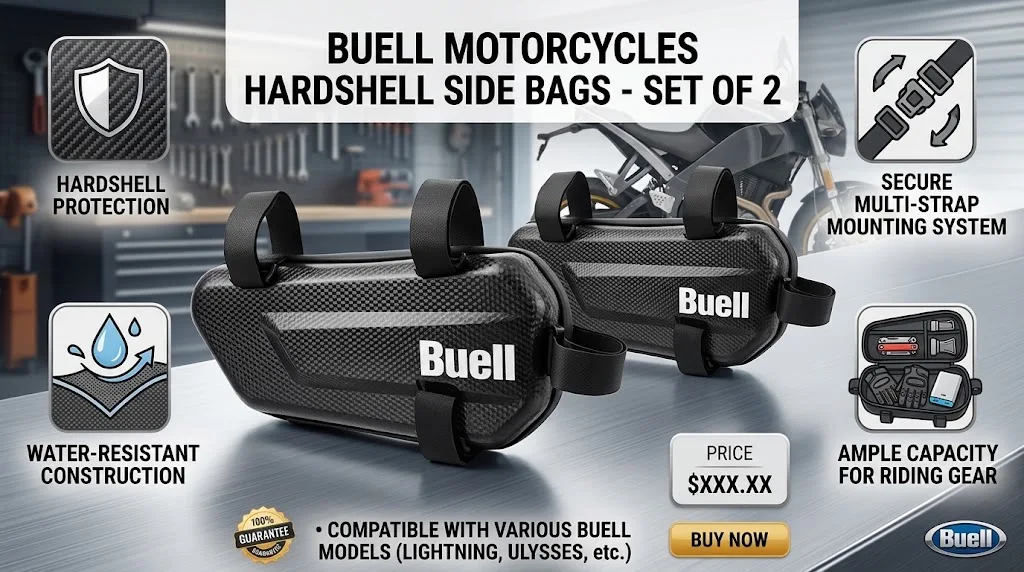 EVA Hard Shell Thickened Fabric Motorcycle Storage Bag Side Bag With LOGO For Buell 1125R 1125Cr X1 Xb9r Xb9 Xb12 Xb9sx