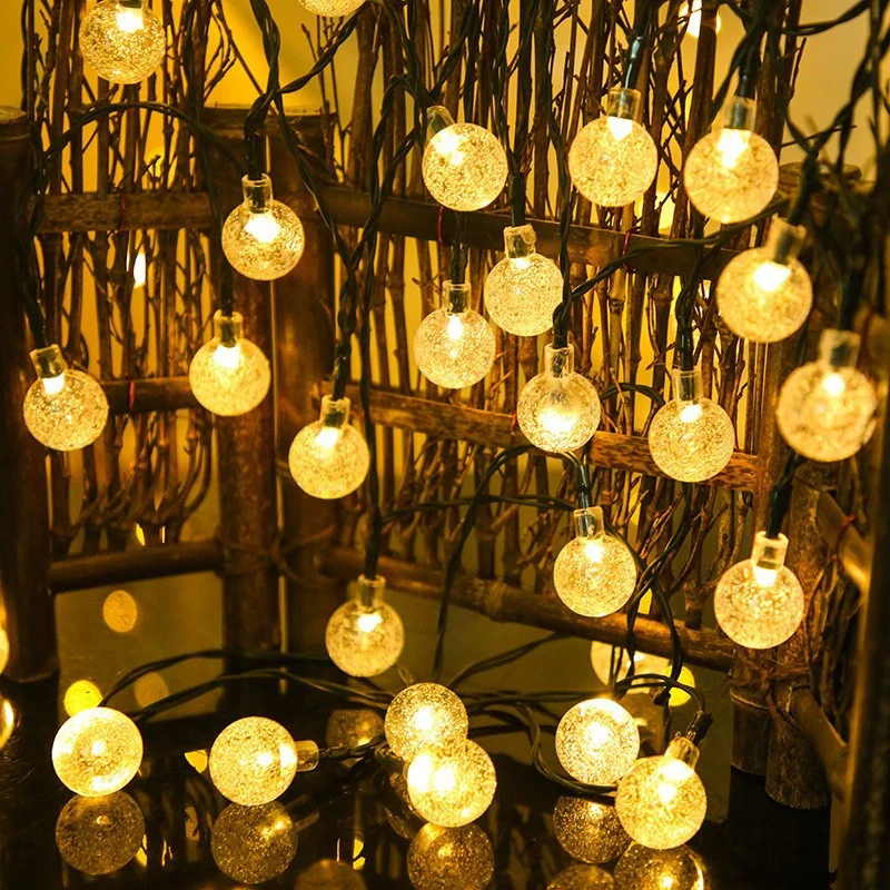 الطاقة الشمسية 5/7/12 متر في الهواء الطلق LED كريستال غلوب سلسلة ضوء الجنية ضوء لحديقة الزفاف عيد الميلاد غرفة المنزل 2025 رمضان الديكور #6
