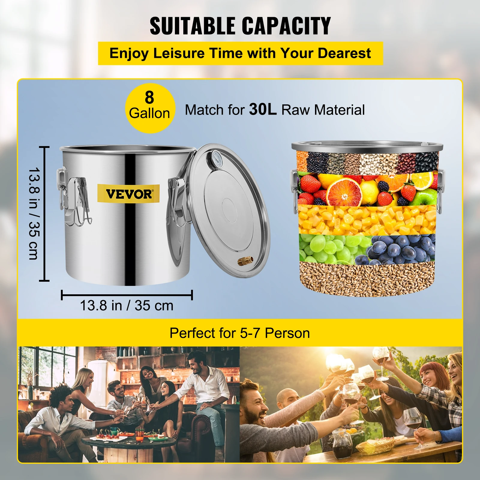 SucceBuy Moonshine Distiller الكحول لا يزال 12/19/30L لتقوم بها بنفسك المنزل النبيذ براندي ويسكي مجموعة التقطير معدات تخمير الزيت العطري #3