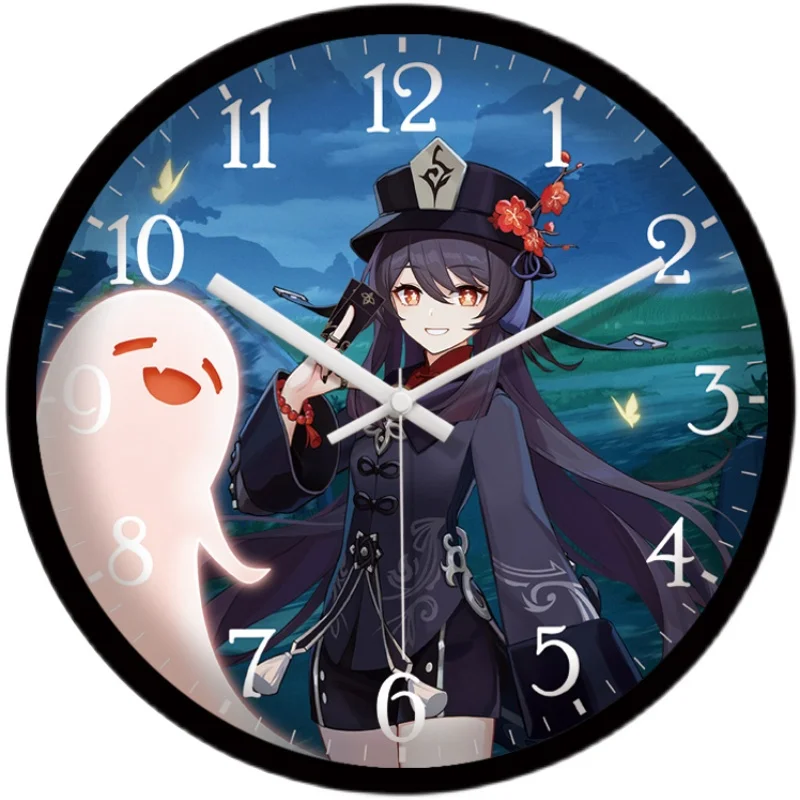 Game Genshin Impact Venti Klee Xiao Decorative Clock Student Project HuTao KeQing Wall Silent clock Game Themed Characters Gifts