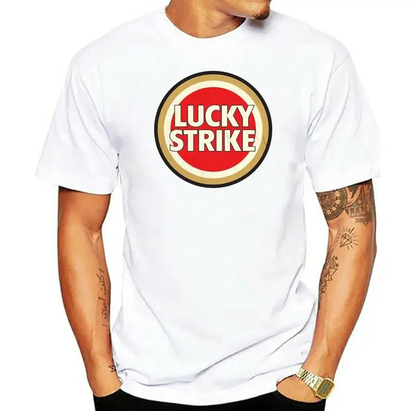 Lucky Strike T-shirt distressed logo vintage style distressed heather grey tee