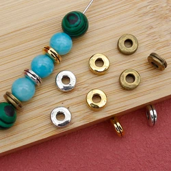 100pcs/Lot 6mm Retro Two-layers Flat Round Spacers Antique Bronze/Gold/Silver Color Shim Loose Beads DIY Jewelry Bracelets Make