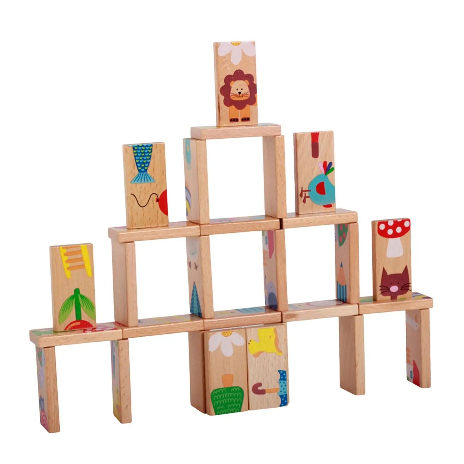 

28 Piece Wooden Animal Dominoes Matching Puzzle Educational Toy for Children Family Table Board Games