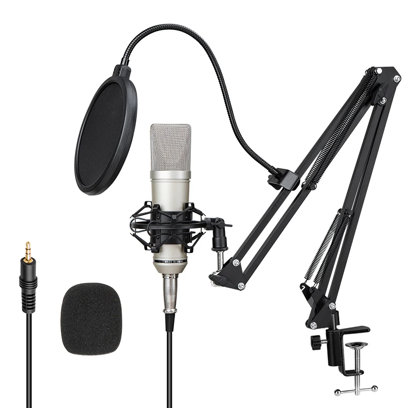 Hot Sale Professional 3.5mm Ui87 Studio Recording Microphone with Desktop Stand Condenser Microphone for Live Broadcast Singing