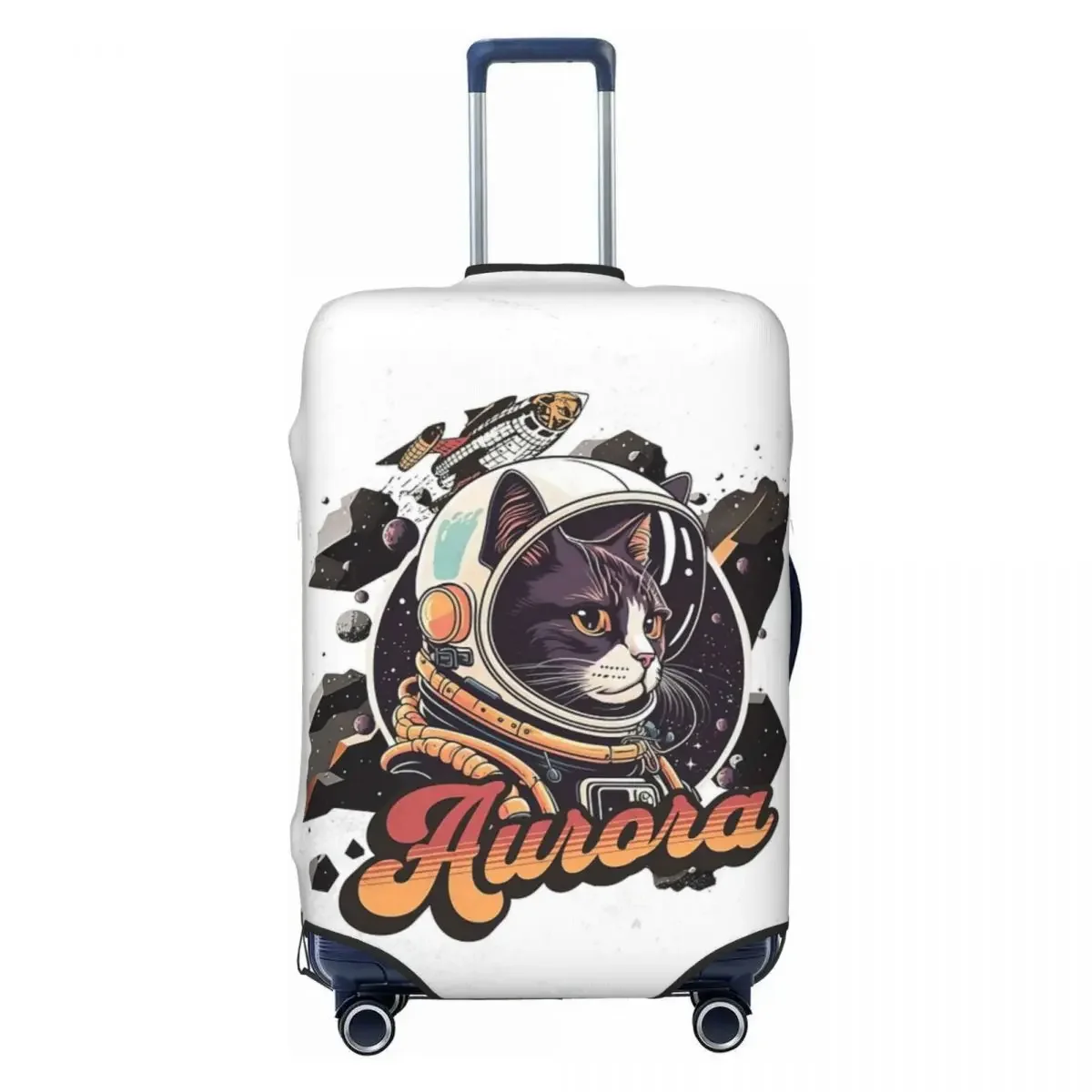 Astronaut Cat In A Space Print Luggage Protective Dust Covers Elastic Waterproof 18-32inch Suitcase Cover Travel Accessories