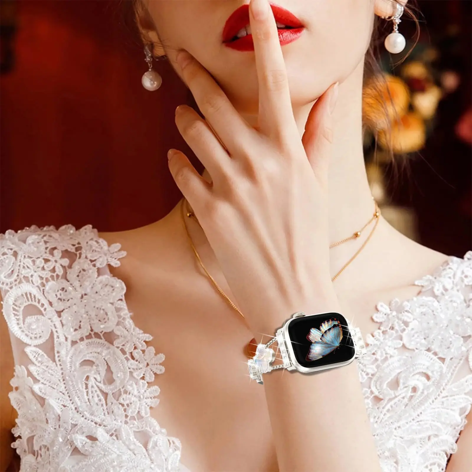 Bling Diamond Band for Apple Watch Straps 40mm 42mm 41mm 38mm 46mm 44mm 45mm 49mm Metal Bracelet iWatch Ultra 2 series 10 8 9 se