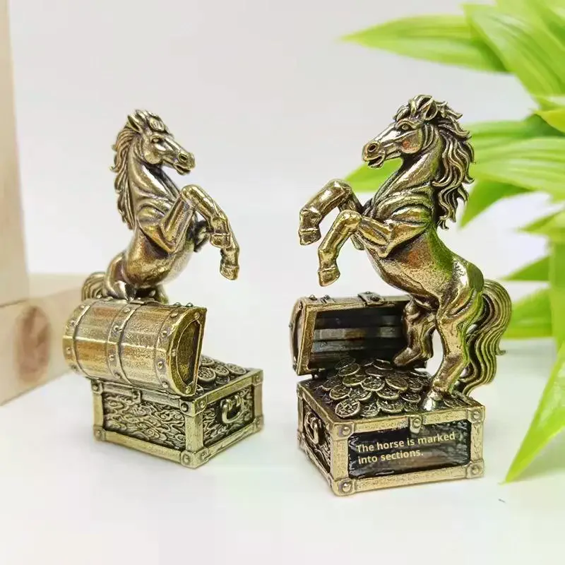 1Pcs Zodiac Horse Statue Ornament Gifts Brass Horse Feng Shui Horse Figurine Miniatures Crafts Office Home Decor Accessory
