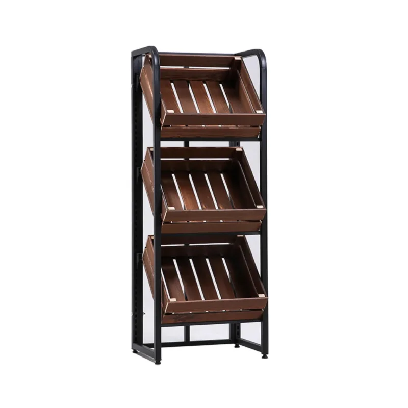 

Supermarket Home Kitchen Vegetable Shelf Convenience Store Fruit Rack Multi-layer Solid Wood Red Wine Display Storage Display Ca