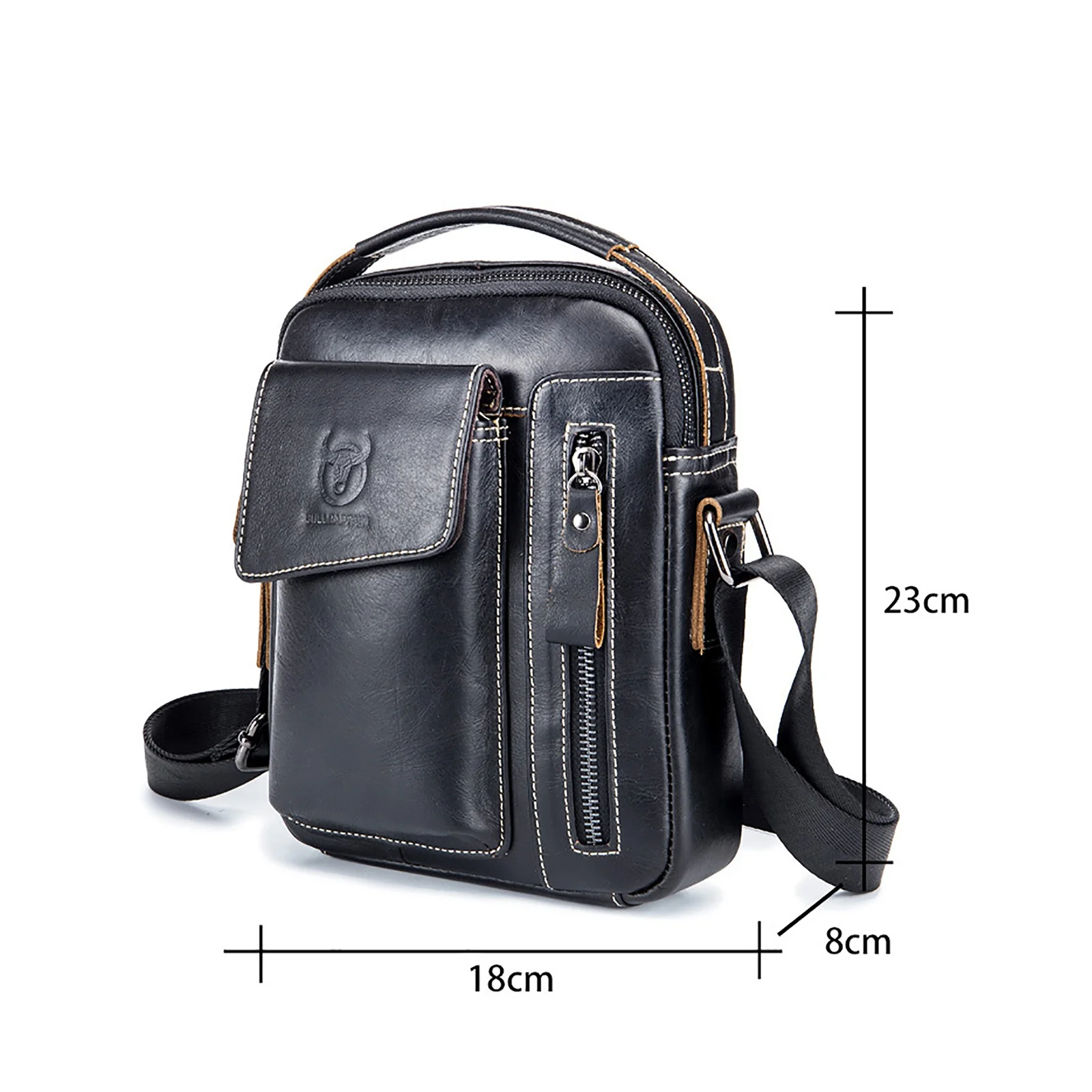 حقيبة كتف من الجلد الطبيعي للرجال حقيبة يد صغيرة خفيفة الوزن حقيبة كروس للأعمال اليومية والسفر غير الرسمي #2