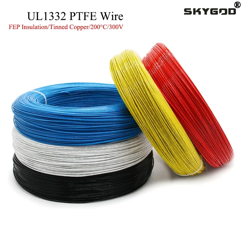 UL1332 PTFE Wire 30/28/26/24/22/20/18/16/14/13/12/11/10AWG FEP Plastic Insulated High Temperature Electric Cable for 3D Printer