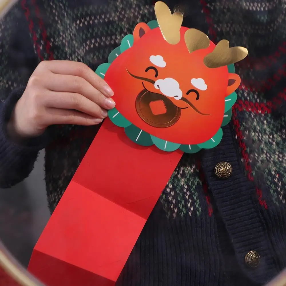 DIY 카드 포장 중국어 접는 빨간 봉투 2024 중국 용 년 구정 장식 접는 행운의 돈 주머니
