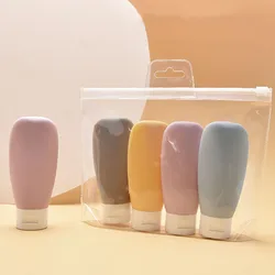 4Pcs/Set Refillable Bottle 60ml Soft Silicone Lotion Container Squeeze Tube Empty Bottle Portable Travel Shampoo Bottle