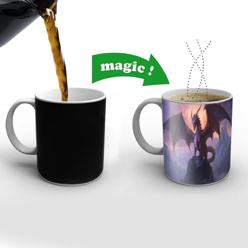 

Flying Dragon One Piece Coffee Mugs And Mug Creative Color Change Tea Cup Ceramic Milk Cups Novelty Gifts