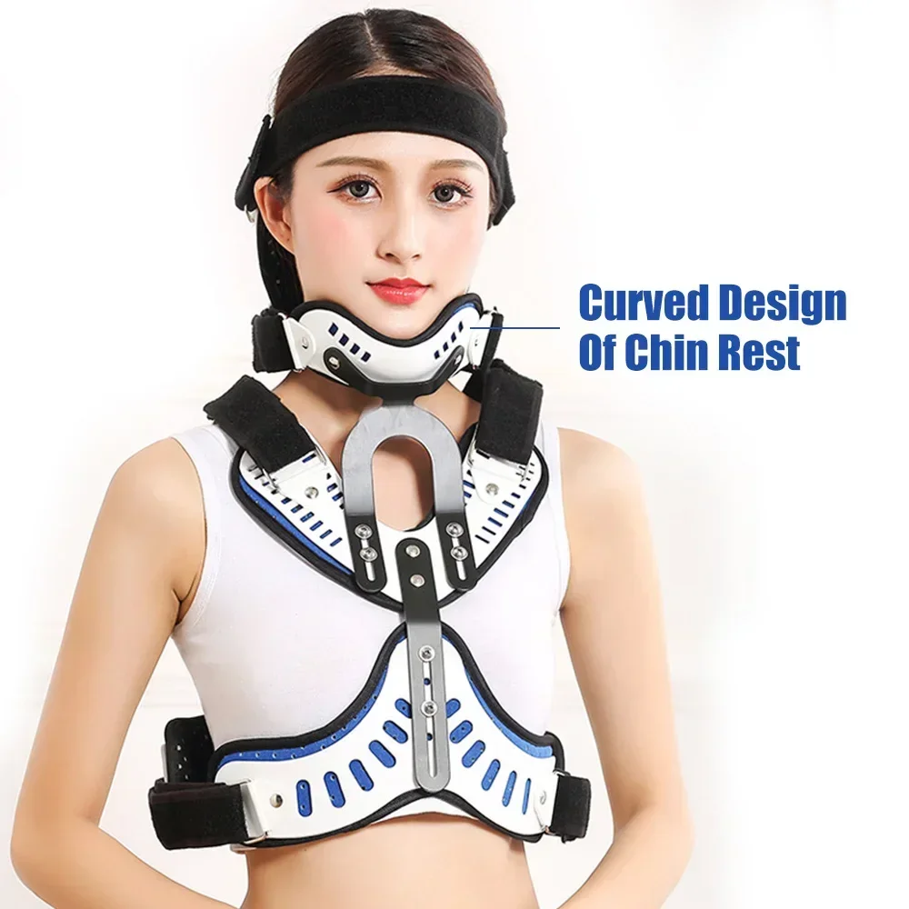 Adjuatable Cervical Thoracic Orthosis Support Brace Spine Stretching Corrector Medical Head Neck Chest Fixed Brace Traction