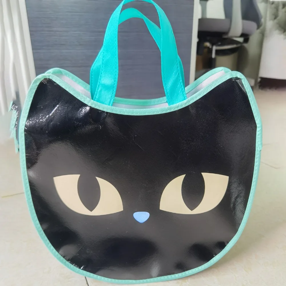 Non-Woven Fabric Non-Woven Tote Bags Black Cat With Handles Halloween Gift Bags Ghost Pumpkin Shaped Design Cat Ghost Gift Bags