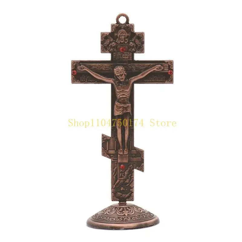 Metal Vintage for Cross Figurine Jesus Crucified Christian Catholic Art Statue for Home Living Room Wall Car Decoration top sale