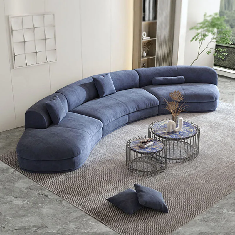 

Sectional Curved Living Room Sofas Lazy Minimalist Modern Couch Pouf Designer Lounge Relaxing Sillon Cama Postmodern Furniture