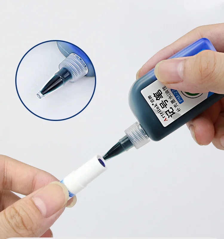 4-Farben 15ml Marker-Nachfülltinte, Ölbasiert Schnelltrocknend Wasserfest und Nicht Verblassend, Nicht Löschbare Marker-Tinte, Haltbarkeit von 72 Stunden – Detail 5