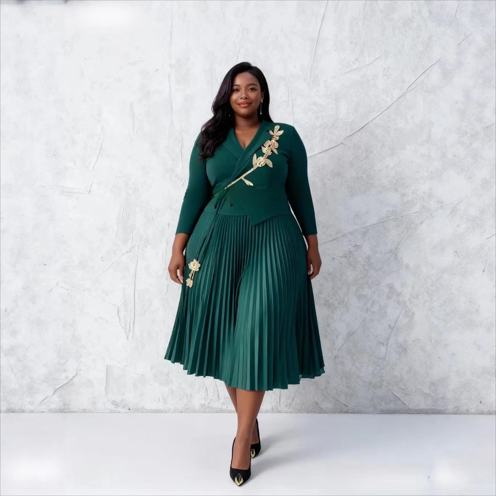 

2025 Miyake Pleated Dress New Suit Collar High-end Celebrity Temperament Fashion Medium and Long Dress