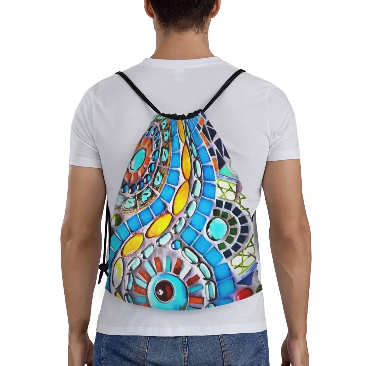 

Gaudi Barselona Mosaic Backpacks Multi-function Portable Drawstring Bags Sports Bag Book Bags For Man Woman Students