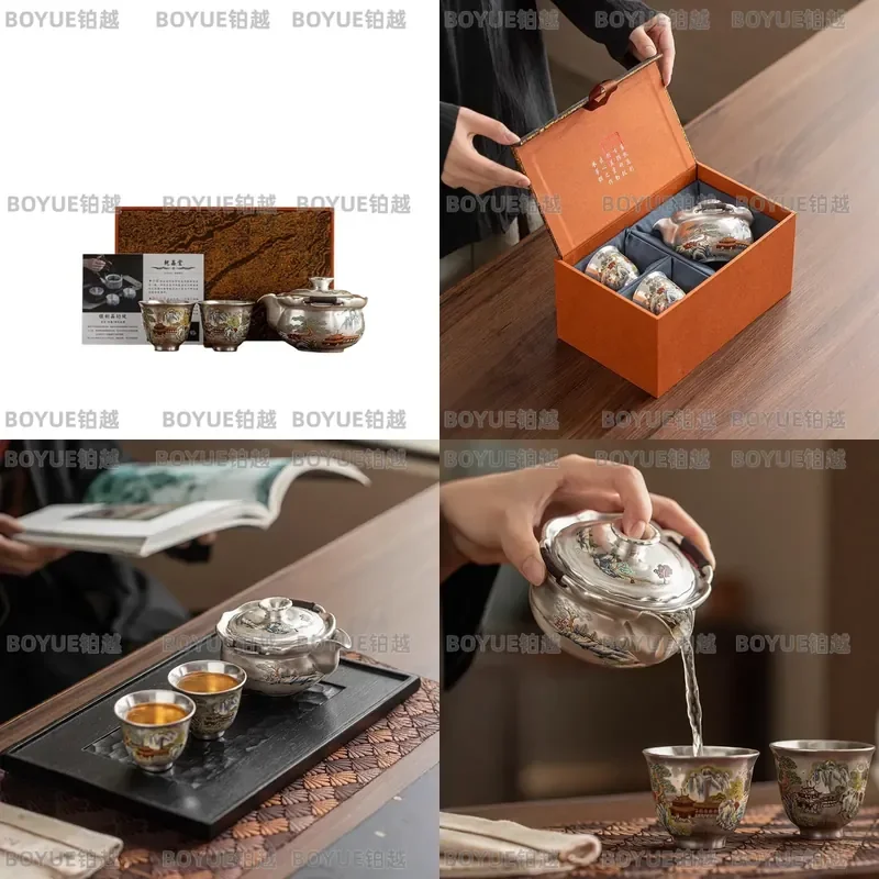 for Liu Yin Portable Kung Fu Tea Set One Pot Two Cups Anti Scalding Travel Teapot with Lid High End Holiday Gift