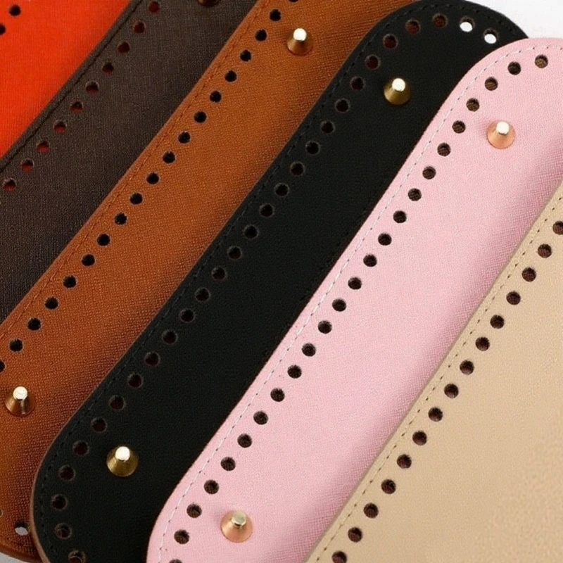 Long Bottom For Knitted Bag PU Leather Bag Base Handmade Bottom With Holes Wear-resistant Diy Crochet Bag Bottom Accessories