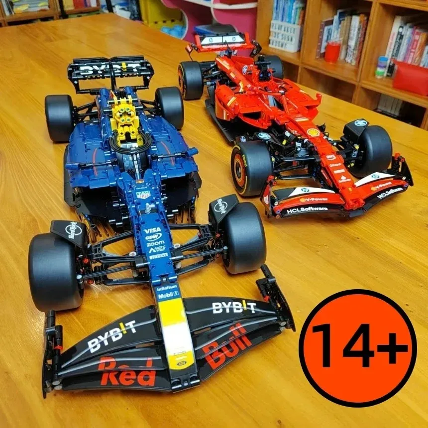 2025 تقنية جديدة 42206 42207 أحمر أزرق بناء رياضة سباق السيارات كتل مدينة سوبر سيارة الطوب هدايا عيد الميلاد ديكور المنزل #5