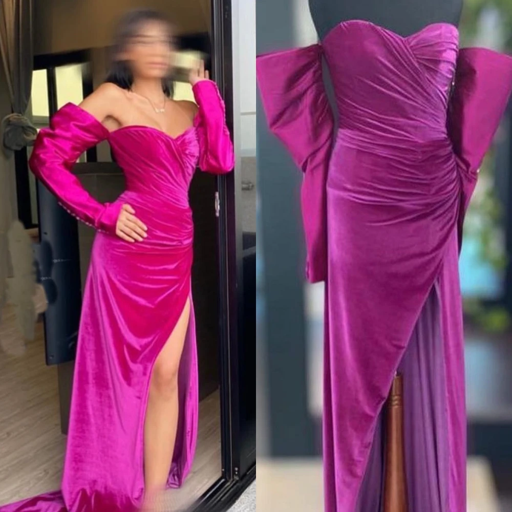 

Customized Elegant Off-the-shoulder A-line Sweep/Brush Prom Dresses Formal Ocassion Gown Shirred Satin вечернее платье