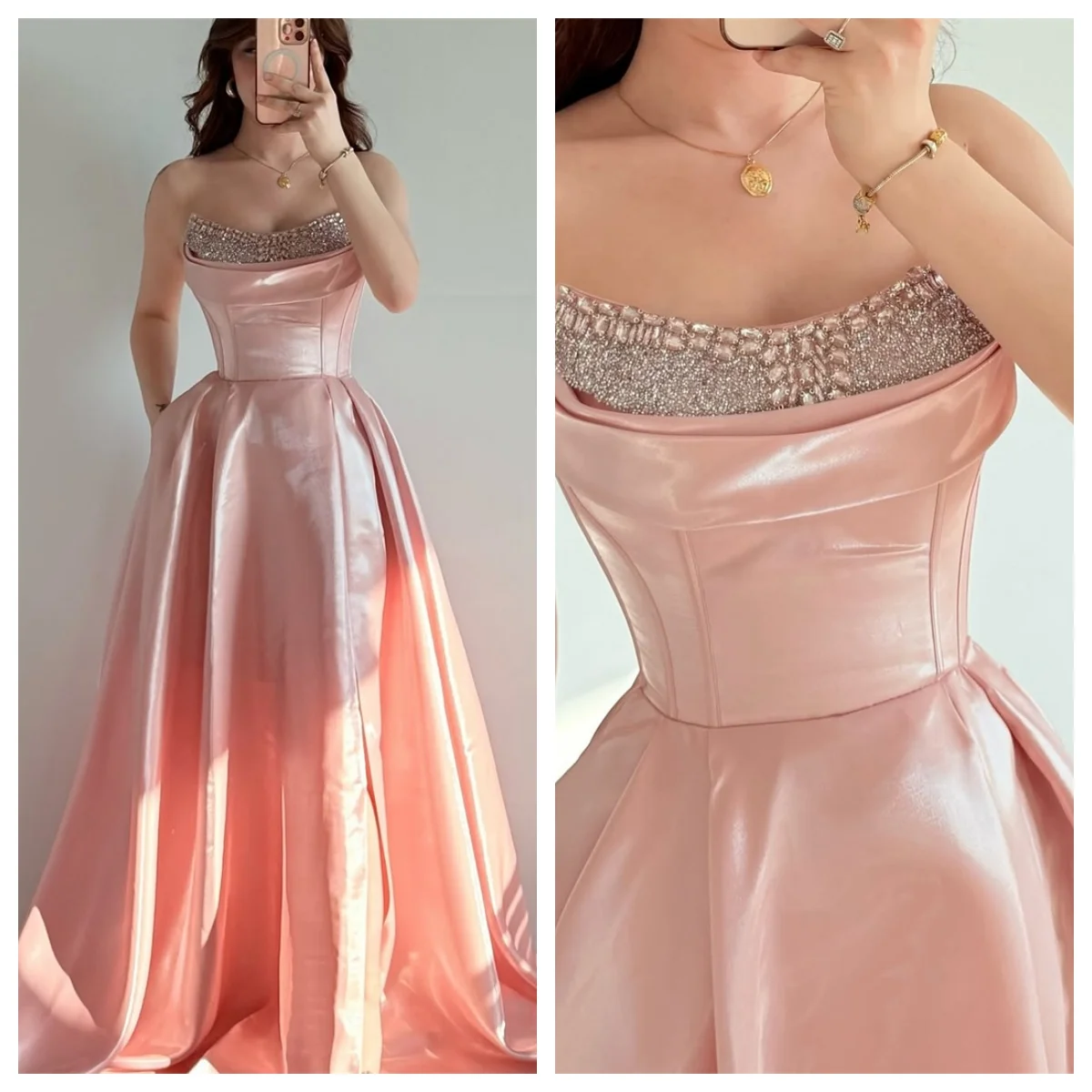 Вечернее платье по индивидуальному заказу, классическое атласное изысканное платье трапециевидной формы без бретелек без рукавов со шлейфом и рюшами для особых случаев