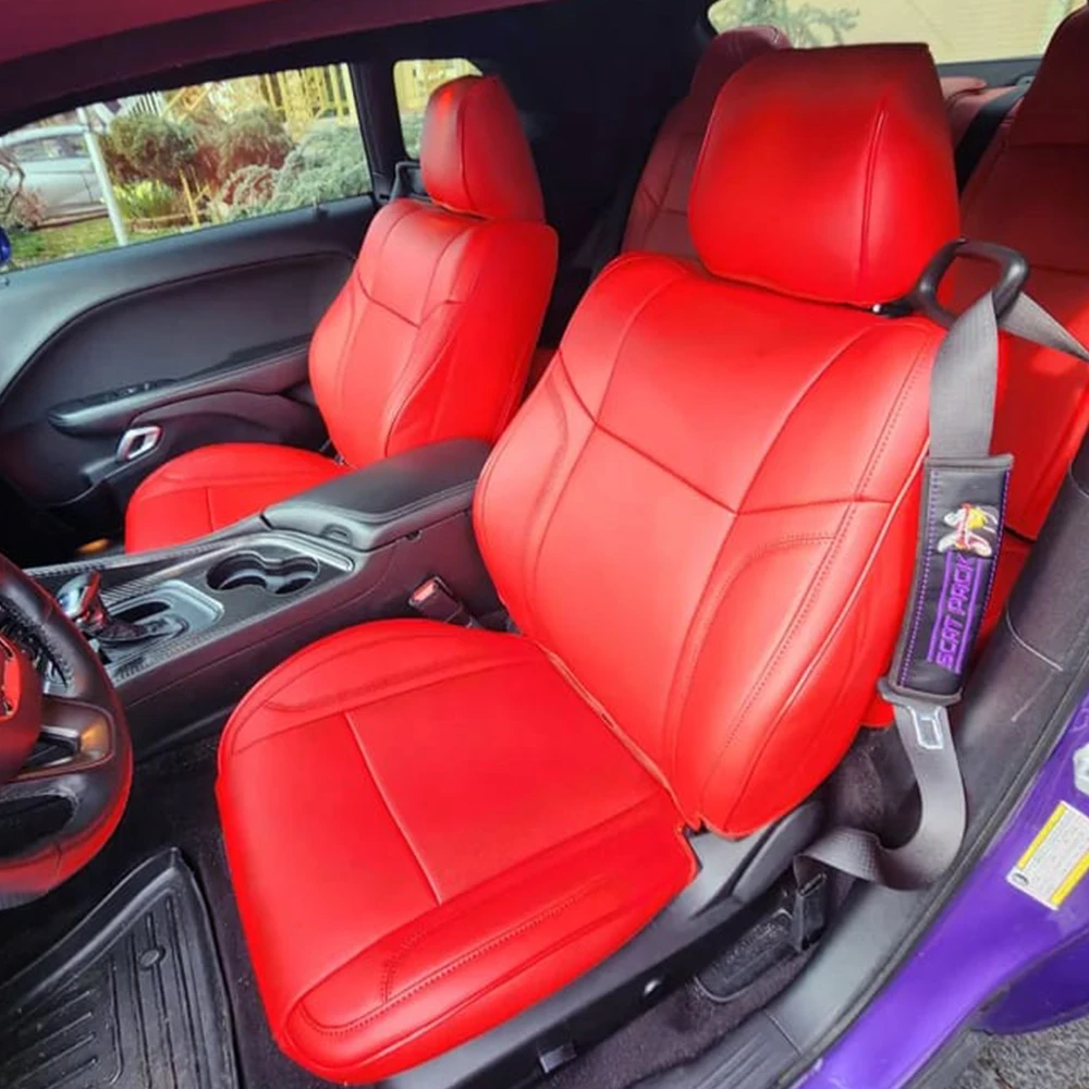 Maßgefertigte Autositzbezüge, 5-Sitzer, Komplettset, hochwertiges Sportleder für Dodge Challenger 2008-2024 – Detail 4