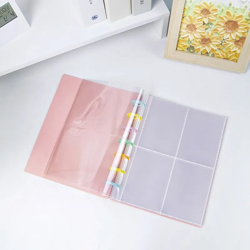 1 Mushroom Hole Card Collection Book Solid Colour Insert Loose-leaf Album 3 Inch Four-panel Photo Postcard Storage and Sorting