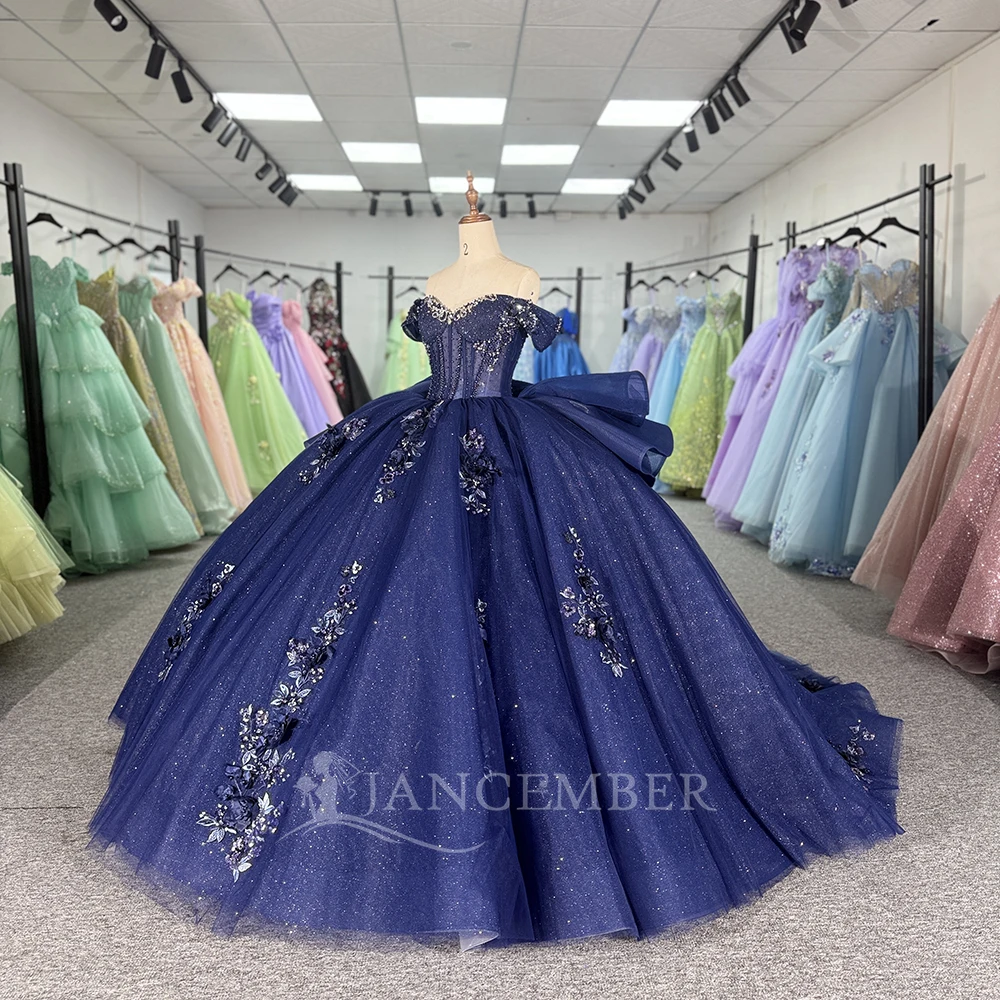 

Синяя принцесса Sweet 16, платья Quinceanera, корсетное платье для дня рождения, бальное платье с короткими рукавами, Vestido De 15 Anos, по индивидуальному заказу