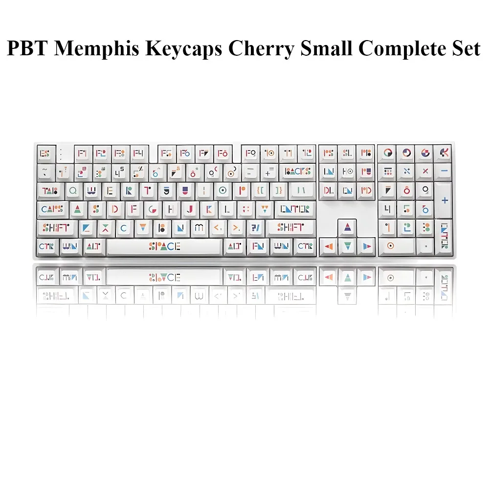 White, Keycaps, Memphis Theme PBT Material, Small Full Set Cherry Keycaps for Mechanical Keyboards