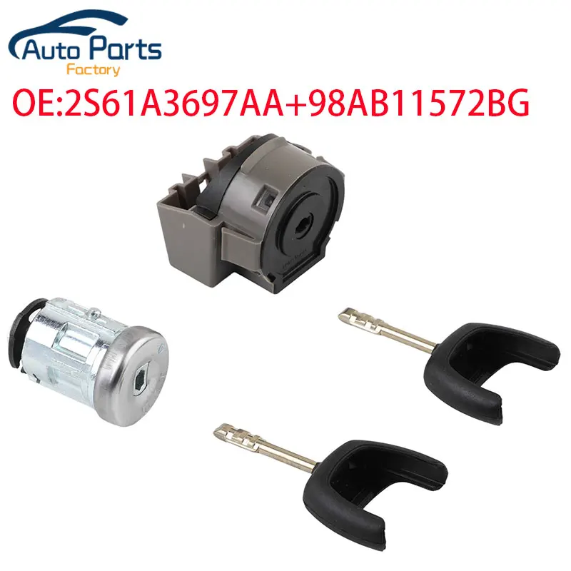 Interruptor de encendido y juego de cilindro de cerradura, 2 llaves para Ford Transit MK7 06-ON 2S61-A3697-AA 2S61A3697AA 98AB-11572-BG 98AB11572BG
